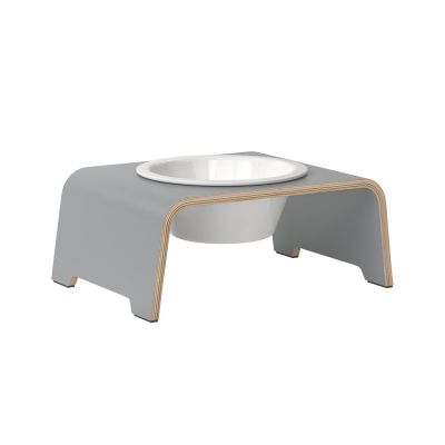 dogBar® Single korotettu ruokakuppi - Harmaa, M-small / Posliini