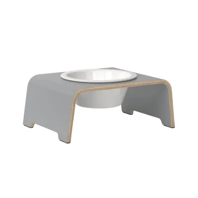 dogBar® Single korotettu ruokakuppi - Harmaa, M-small / Posliini, kuva 1 / 1