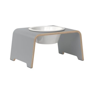 dogBar® Single korotettu ruokakuppi - Harmaa, M / Posliini