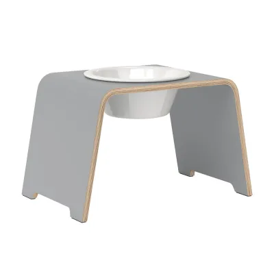 dogBar® Single korotettu ruokakuppi - Harmaa, M-large / Posliini, kuva 1 / 1