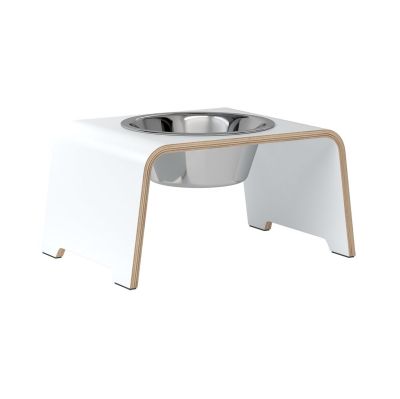 dogBar® Single korotettu ruokakuppi - Valkoinen, M / Ruostumaton teräs
