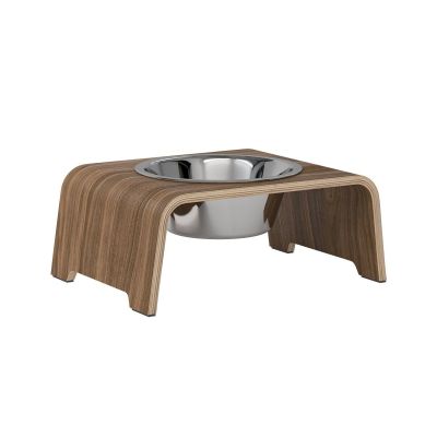 dogBar® Single korotettu ruokakuppi - Pähkinä, M-small / Ruostumaton teräs