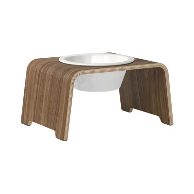 dogBar® Single korotettu ruokakuppi - Pähkinä, M / Posliini, kuva 1 / 1