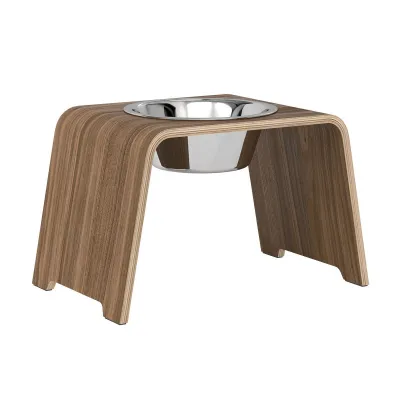 dogBar® Single korotettu ruokakuppi - Pähkinä, M-large / Ruostumaton teräs, kuva 1 / 1