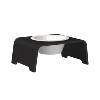 dogBar® Single korotettu ruokakuppi - Tumma tammi, M-small / Posliini, kuva 1 / 1