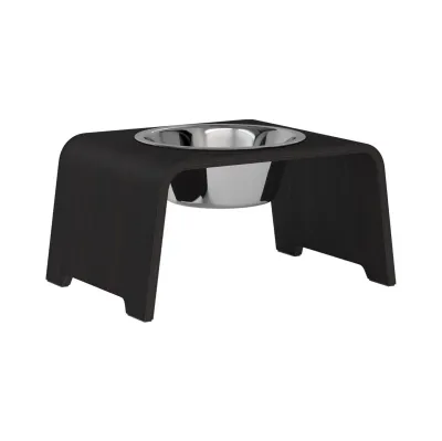 dogBar® Single korotettu ruokakuppi - Tumma tammi, M / Ruostumaton teräs, kuva 1 / 1