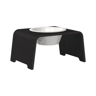 dogBar® Single korotettu ruokakuppi - Tumma tammi, M / Posliini, kuva 1 / 1