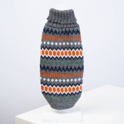 Alqo Wasi Grey Hexagon Knit koiran alpakkaneule, M