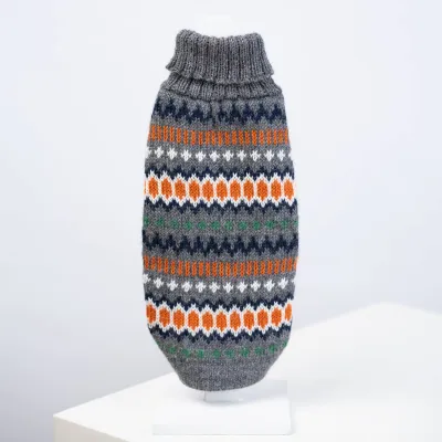 Alqo Wasi Grey Hexagon Knit koiran alpakkaneule, M