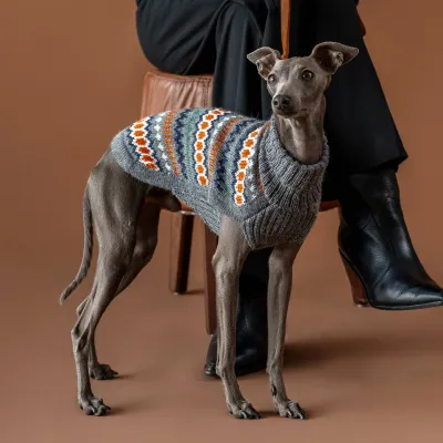 Alqo Wasi Grey Hexagon Knit koiran alpakkaneule, L