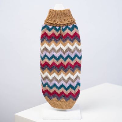 Alqo Wasi Camel Chevron Knit alpakkaneule koirille, L
