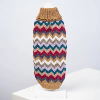 Alqo Wasi Camel Chevron Knit alpakkaneule koirille, L, kuva 1 / 1