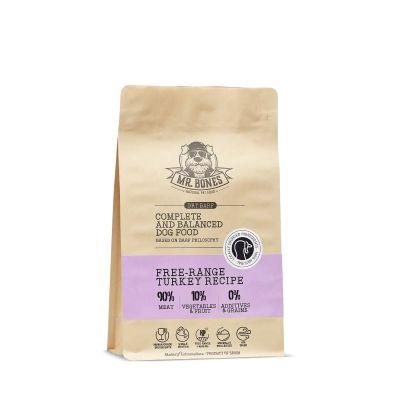 Mr.Bones Dry BARF kalkkuna – viljaton täysravinto koirille, 1 kg
