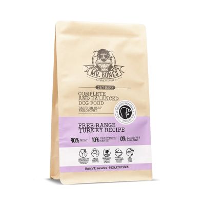 Mr.Bones Dry BARF kalkkuna – viljaton täysravinto koirille, 3 kg