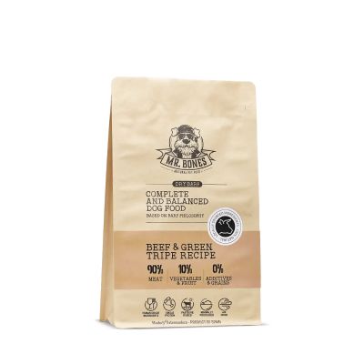 Mr.Bones Dry BARF naudanliha – viljaton täysravinto koirille, 1 kg