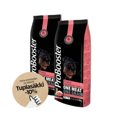 Tuplasäkkitarjous 2x12kg ProBooster Puppy Sensitive Lamb