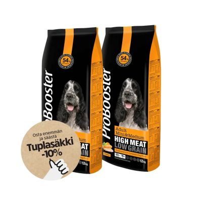 Tuplasäkkitarjous 2x12kg ProBooster Adult Mini/Medium Chicken
