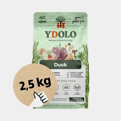 YDOLO Healthy & Pure Duck - Puolikostea koiranruoka, 2.5 kg