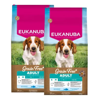 Eukanuba Grain Free Adult S/M 2 x 12kg, kuva 1 / 1