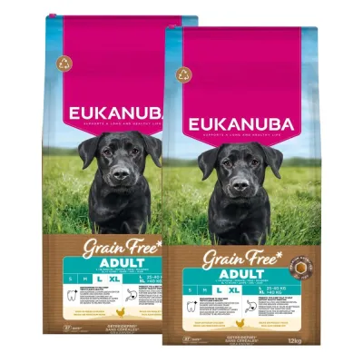 Eukanuba Grain Free Adult Large Chicken 2 x 12kg, kuva 1 / 1