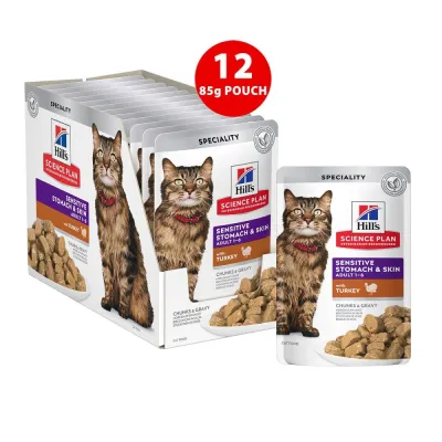 Hill's Science Plan Cat Adult Sensitive Stomach & Skin Turkey 12x85g, kuva 1 / 1