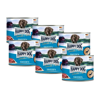 Happy Dog Sensible Pur Sweden - Riista, 6x200 g