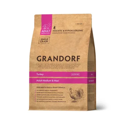 GRANDORF Adult Medium & Maxi, Kalkkuna, 3 kg