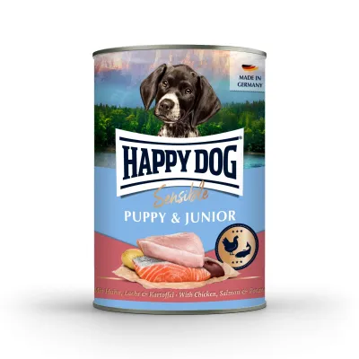Happy Dog Sensible Puppy & Junior - Kana, lohi, peruna, 400 g