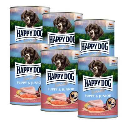 Happy Dog Sensible Puppy & Junior - Kana, lohi, peruna, 6x400g