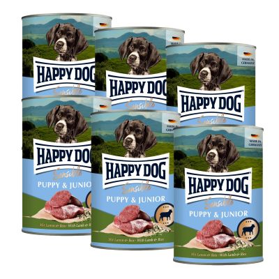 Happy Dog Sensible Puppy & Junior - Lammas, riisi, 6x400g