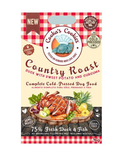 Cooka’s Cookies Country Roast – Kylmäpuristettu Täysravinto Ankka & Kala 3kg