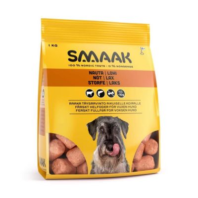 SMAAK koiran raakaruoka naudanmaha & lohi 1 kg