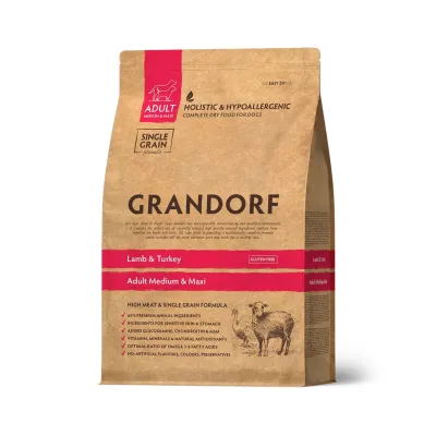 GRANDORF Adult Medium & Maxi, Lammas ja Kalkkuna, 3 kg
