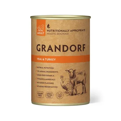 GRANDORF Adult Märkäruoka, Vasikka ja Kalkkuna 400g