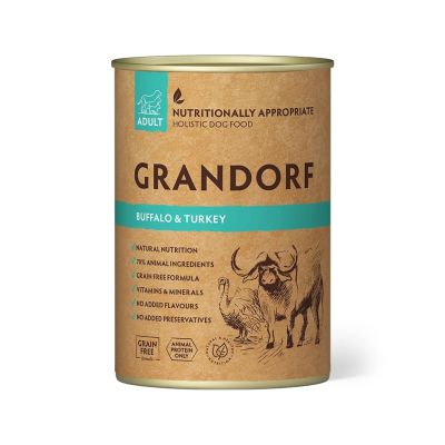 GRANDORF Adult Märkäruoka, Puhveli ja Kalkkuna 400g