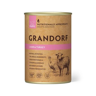 GRANDORF Puppy Märkäruoka, Lammas ja Kalkkuna 400g
