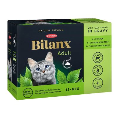 Best Friend Bilanx Adult kana, nauta & kalkkuna 12 x 85 g