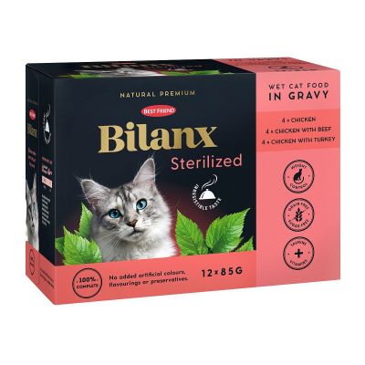 Bilanx Sterilized Chicken, Beef & Turkey 12 x 85 g