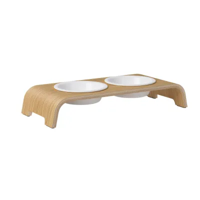 dogBar catBar® korotettu ruokailuasema kissoille - Vaalea tammi, Posliini, kuva 1 / 1