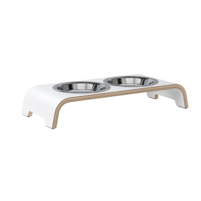 dogBar catBar® korotettu ruokailuasema kissoille - Valkoinen, Ruostumaton teräs