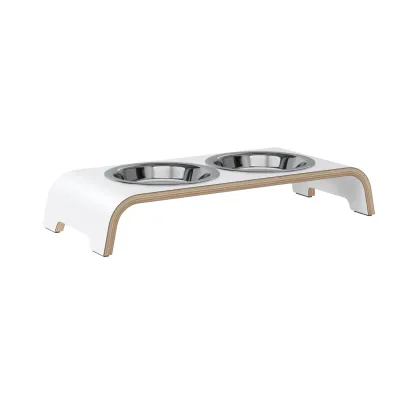 dogBar catBar® korotettu ruokailuasema kissoille - Valkoinen, Ruostumaton teräs, kuva 1 / 1