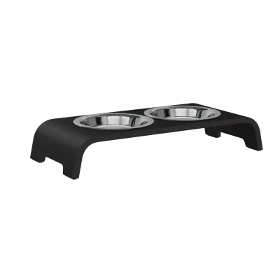 dogBar catBar® korotettu ruokailuasema kissoille - Tumma tammi, Ruostumaton teräs, kuva 1 / 1