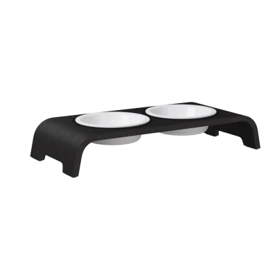 dogBar catBar® korotettu ruokailuasema kissoille - Tumma tammi, Posliini, kuva 1 / 1