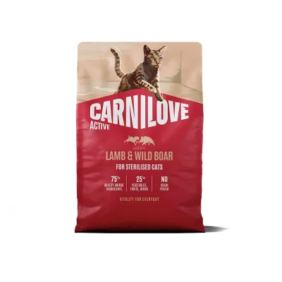 CARNILOVE ACTIVE cat dry made with lamb & wild boar for sterilised adult all breeds