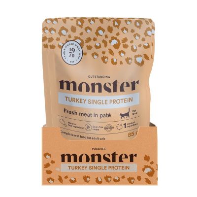 Monster Pet Food Monster Cat Pouch Adult Turkey 16 x 85 g