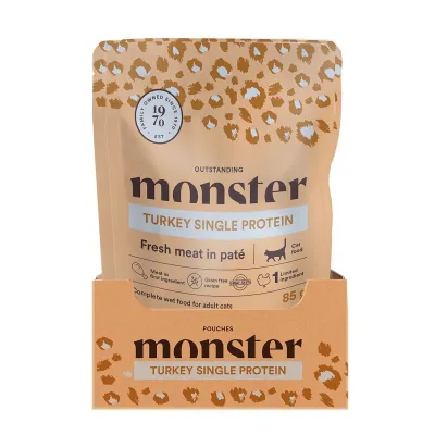 Monster Pet Food Monster Cat Pouch Adult Turkey 16 x 85 g, kuva 1 / 1