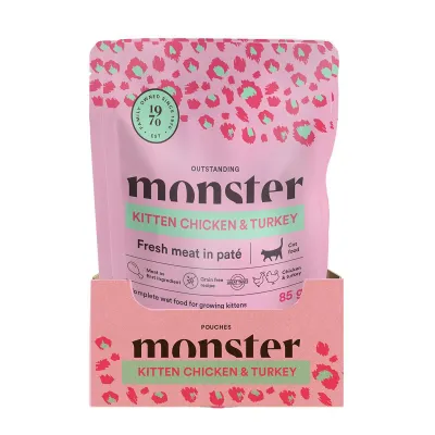 Monster Pet Food Monster Cat Pouch Kitten Chicken & Turkey 16 x 85 g