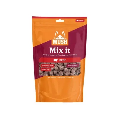 Pakastekuivattu koiranruoka Mush Mix it, nauta