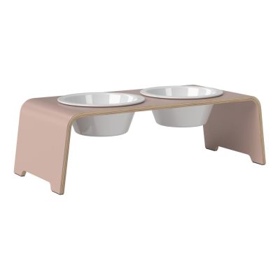 dogBar® Classic korotettu ruokakuppiteline - Vanha roosa, M / Posliini Comfort