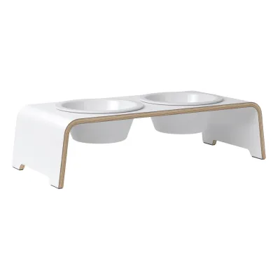 dogBar® Classic korotettu ruokakuppiteline - Valkoinen, M-small / Posliini Comfort, kuva 1 / 1